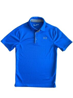 Under Armour Loose Fit Athletic Polo Men’s Small-Tall Royal Blue and Gray